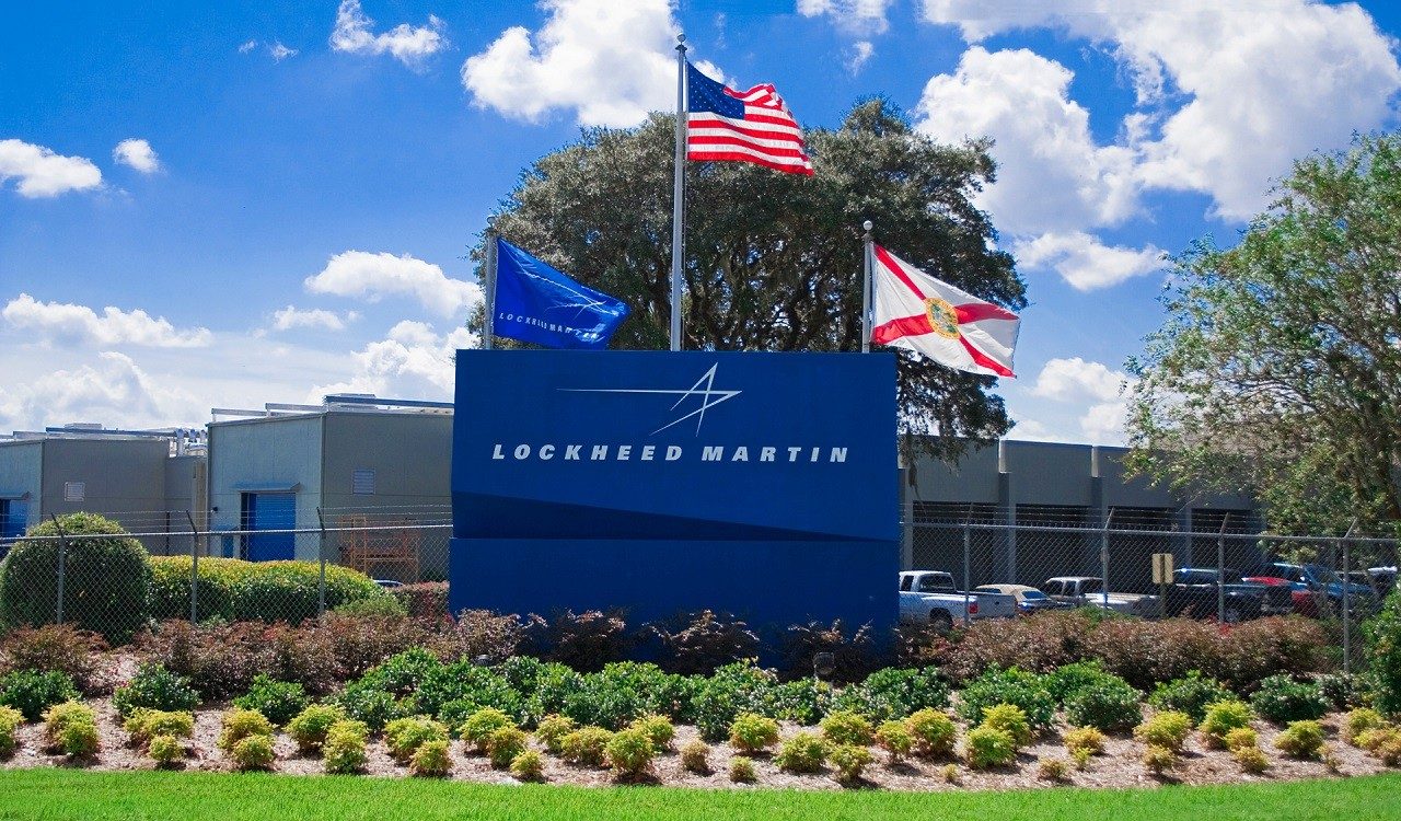Lockheed Martin sign and flags at MFC Ocala facility