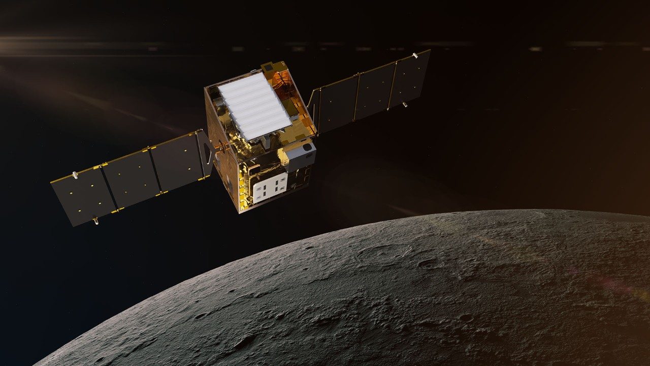 Lunar Trailblazer orbiting above the Moon